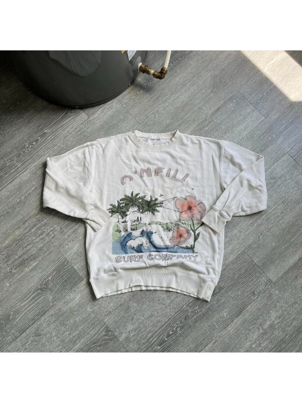 White / Multicoloured O’Neill Pullover Graphic Faded Surf CrewNeck Sweater
